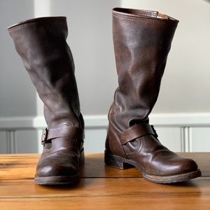Frye Veronica Slouch Leather Boots Wide Calf